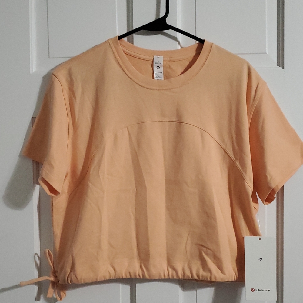 NWT Lululemon Cinch Hem Heavyweight Cotton Tee Sz 8 Peach Bellini
